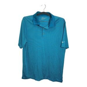Nike Golf Tour Performance Dri Fit Polo Blue Striped Mens Large
